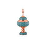 Sucrier persan artisanal en cuivre incrusté de turquoise Kiara II