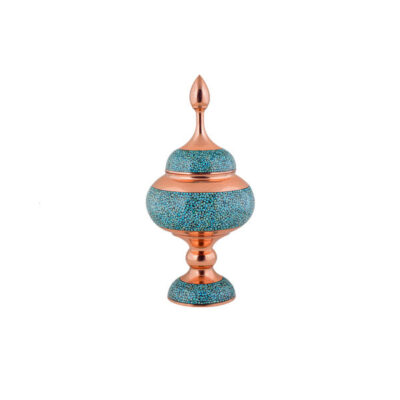 Sucrier persan artisanal en cuivre incrusté de turquoise Kiara II