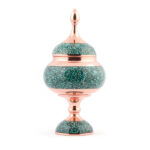 Sucrier persan artisanal en cuivre incrusté de turquoise Sinry