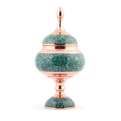 Sucrier persan artisanal en cuivre incrusté de turquoise Sinry
