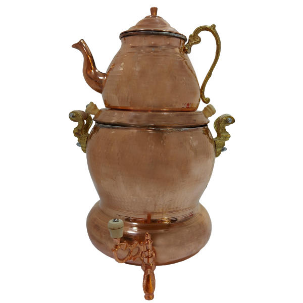 Samovar en Cuivre Persan pour Cuisinière avec Théière Modèle Bahar
