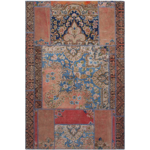 Tapis patchwork noué à la main persan vintage Bina
