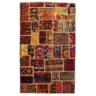 Tapis patchwork noué à la main persan vintage Zard
