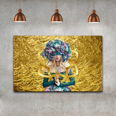 Toile d’art persane – Design doré imprimé