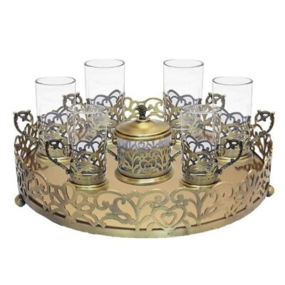Ensemble à thé et café persan en métal – Couleur bronze