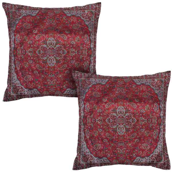 Coussin en Termeh Persan - Modèle Vermilion (2X) | Artisanat en soie luxueux