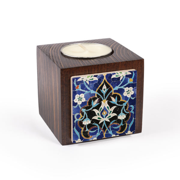 Porte-bougie en bois persan cube Marron (2x)