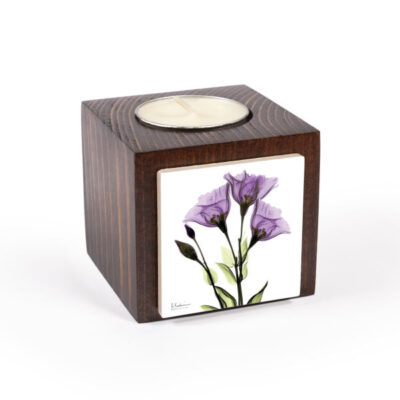 Porte-bougie en bois persan cube Fleur (2x)