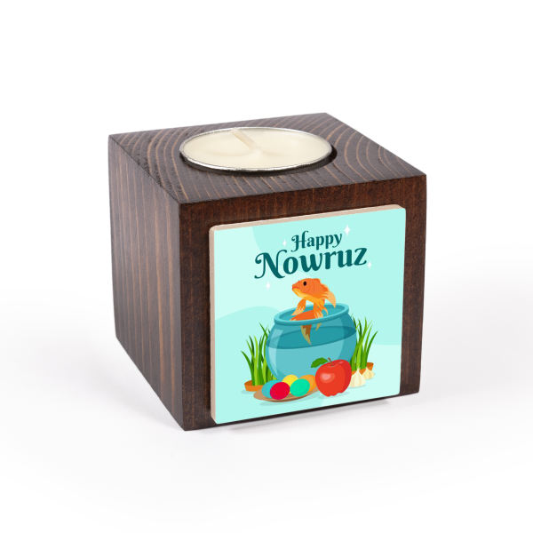 Porte-bougie en bois persan cube Nowrouz (2x)