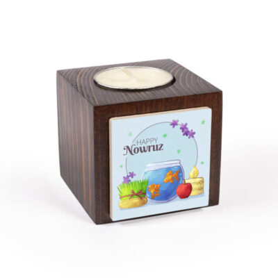 Porte-bougie en bois persan cube Nowrouz (2x)
