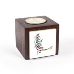 Porte-bougie en bois persan cube Poésie Parsi (2x)