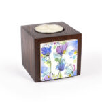 Porte-bougie en bois persan cube Fleur (2x)
