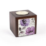 Porte-bougie en bois persan cube Fleur (2x)