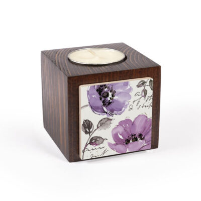 Porte-bougie en bois persan cube Fleur (2x)