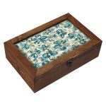 Boîte Organisatrice de Sachets de Thé en Bois avec Coffres Persan Ciel Bleu