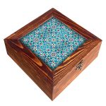 Boîte Organisatrice de Sachets de Thé en Bois avec Coffres Persan Browni
