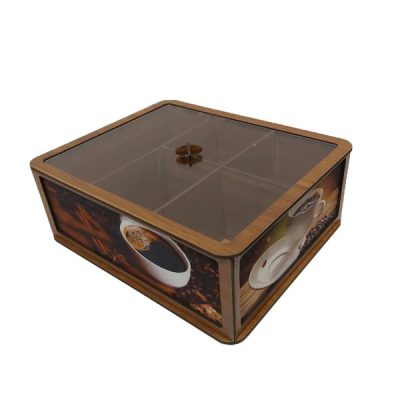 Boîte Organisatrice de Sachets de Thé en Bois avec Coffres
