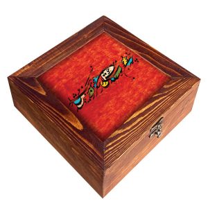 Boîte Organisatrice de Sachets de Thé en Bois avec Coffres Persan Rouge