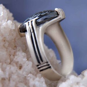 Bague en Argent Hématite Islamique Pierre Précieuse Hadid pour Hommes Mohammad
