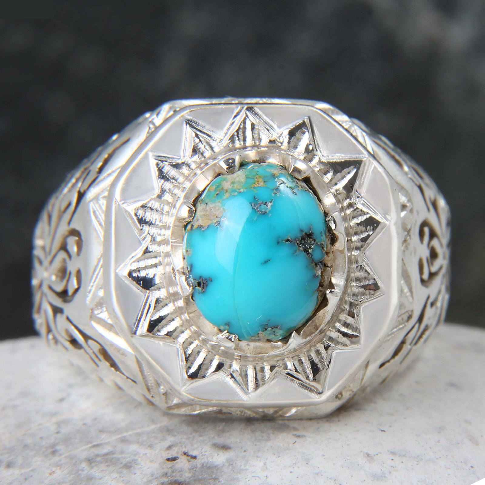 Bague en Argent Persan avec Turquoise de Neyshabur Ahmadi