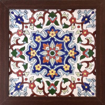 Carreau en céramique persane décoratif encadré – Kashi