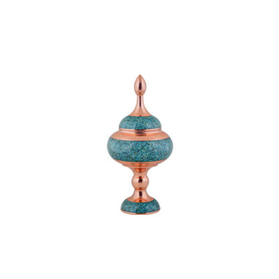 Sucrier persan artisanal en cuivre incrusté de turquoise Kiara