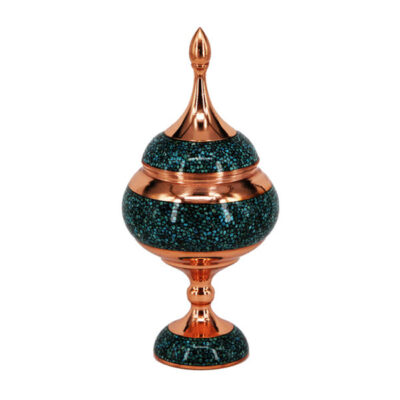 Sucrier persan artisanal en cuivre incrusté de turquoise Vida