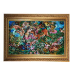 Tapis mural persan fait main de Tabriz représentant la miniature Existence