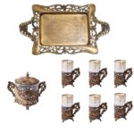 Service à thé persan, modèle bronze antique