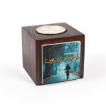 Porte-bougie en bois persan cube Baran (2x)