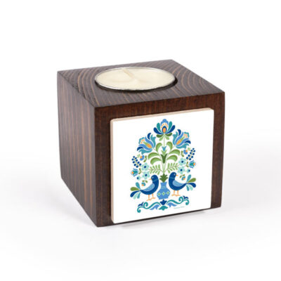 Porte-bougie en bois persan cube Oiseaux (2x)