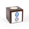 Porte-bougie en bois persan cube Yeux bleus (2x)