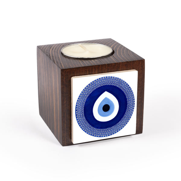Porte-bougie en bois persan cube Cheshm Zakhm (2x)