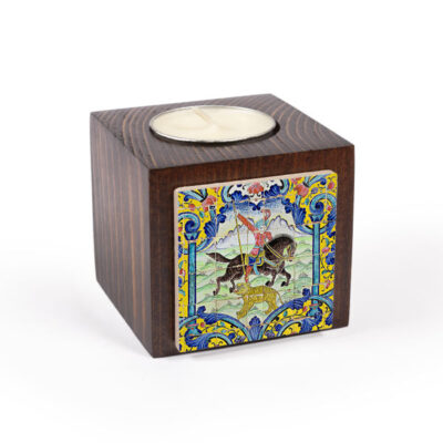 Porte-bougie en bois persan cube Soldat Parsi (2x)