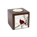 Porte-bougie en bois persan cube Oiseau rouge (2x)