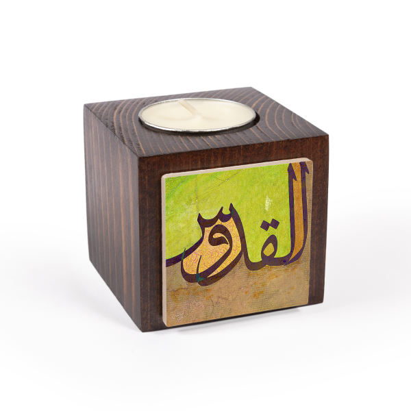 Porte-bougie en bois persan cube Vira (2x)