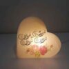 Lampe en sel en forme de cœur islamique artisanale avec calligraphie des 4 Sourates Qul