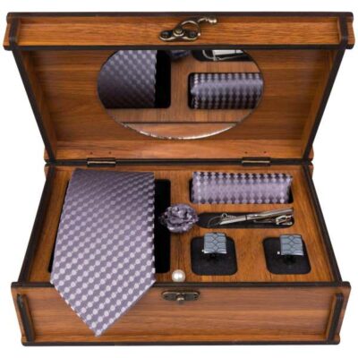 Ensemble Cravate, Pochette & Boutons de Manchette pour Homme – Bois de Luxe