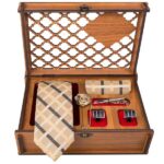 Ensemble Cravate, Pochette & Boutons de Manchette pour Homme – Crème de Luxe