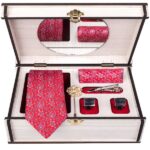 Ensemble Cravate, Pochette & Boutons de Manchette pour Homme – Rose Pinki de Luxe