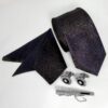 Ensemble Cravate, Pochette & Boutons de Manchette pour Homme - Violet de Luxe
