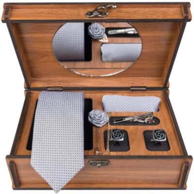 Ensemble Cravate, Pochette & Boutons de Manchette pour Homme – Blanc de Luxe