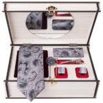 Ensemble Cravate, Pochette & Boutons de Manchette pour Homme – Blanc II de Luxe