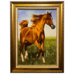 Tapis persan figuratif noué à la main de Tabriz représentant un cheval