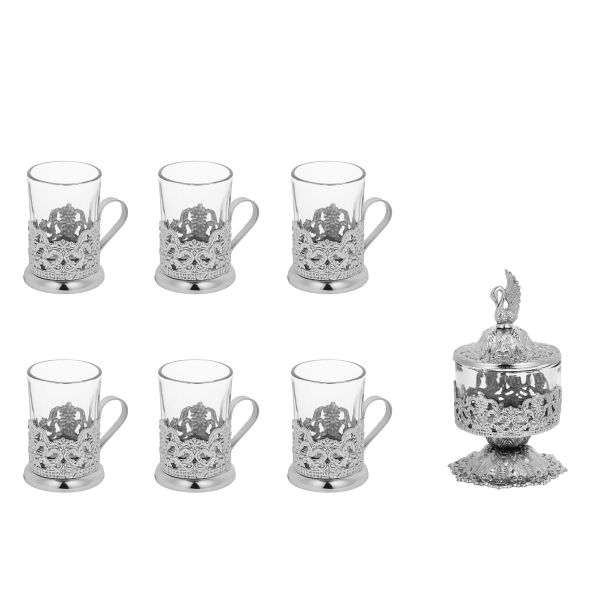 Service à thé persan vintage en argent
