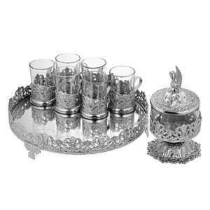 Service à thé persan couleur argent (8 pièces)