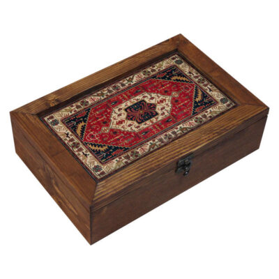 Boîte Organisatrice de Sachets de Thé en Bois avec Coffres Persan Tapis