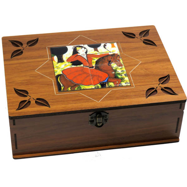 Boîte Organisatrice de Sachets de Thé en Bois avec Coffres Persan Khatoon