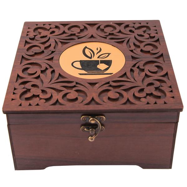Boîte Organisatrice de Sachets de Thé en Bois avec Coffres Persan Karen