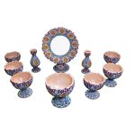 Set Haft-sin en céramique élégant Minakari pour Nowruz, le Nouvel An persan Bleu